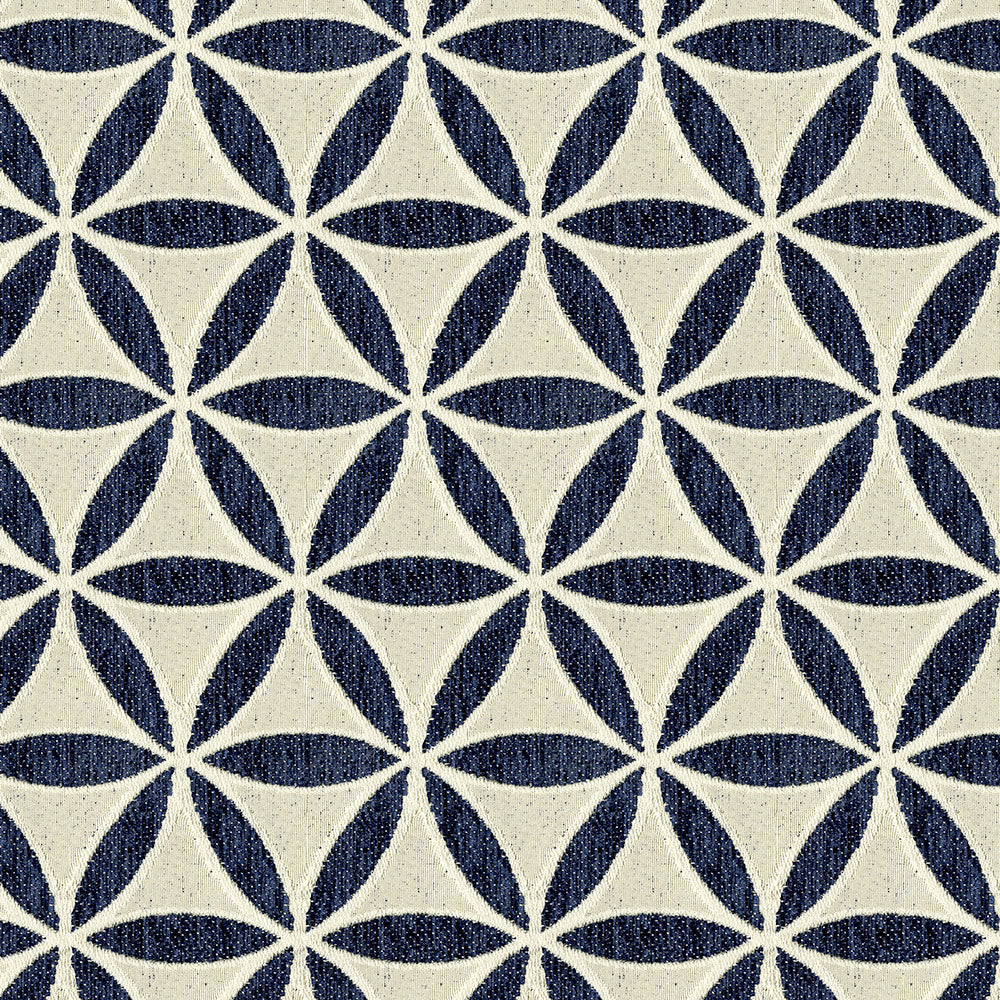 Demeter Mid-Scale Geometric Chenille Upholstery Fabric Navy Blue